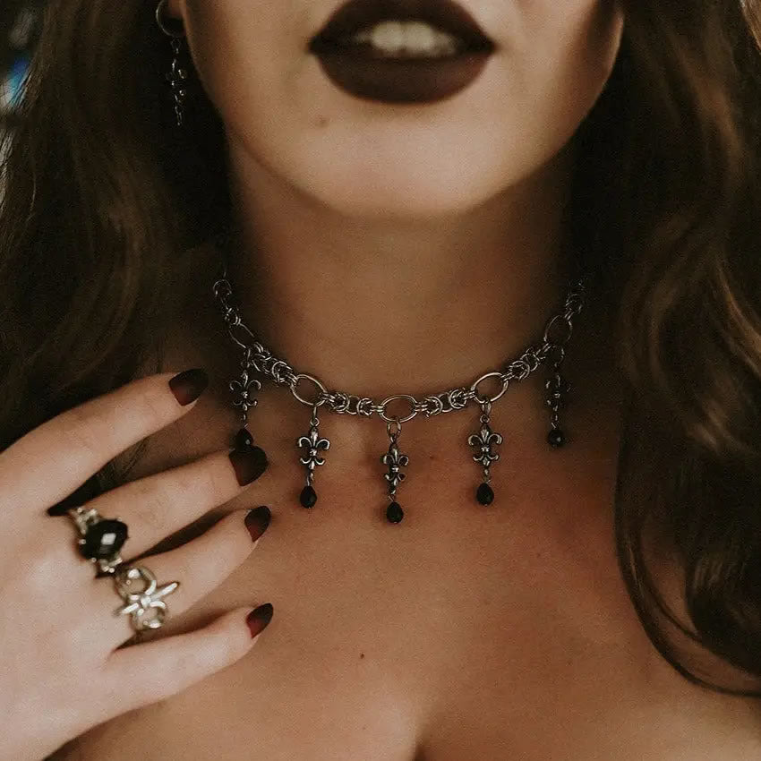 Fleur De Lis Choker Chain Necklace