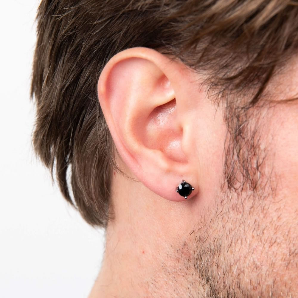 Sterling Silver Black Crystal Stud Earring