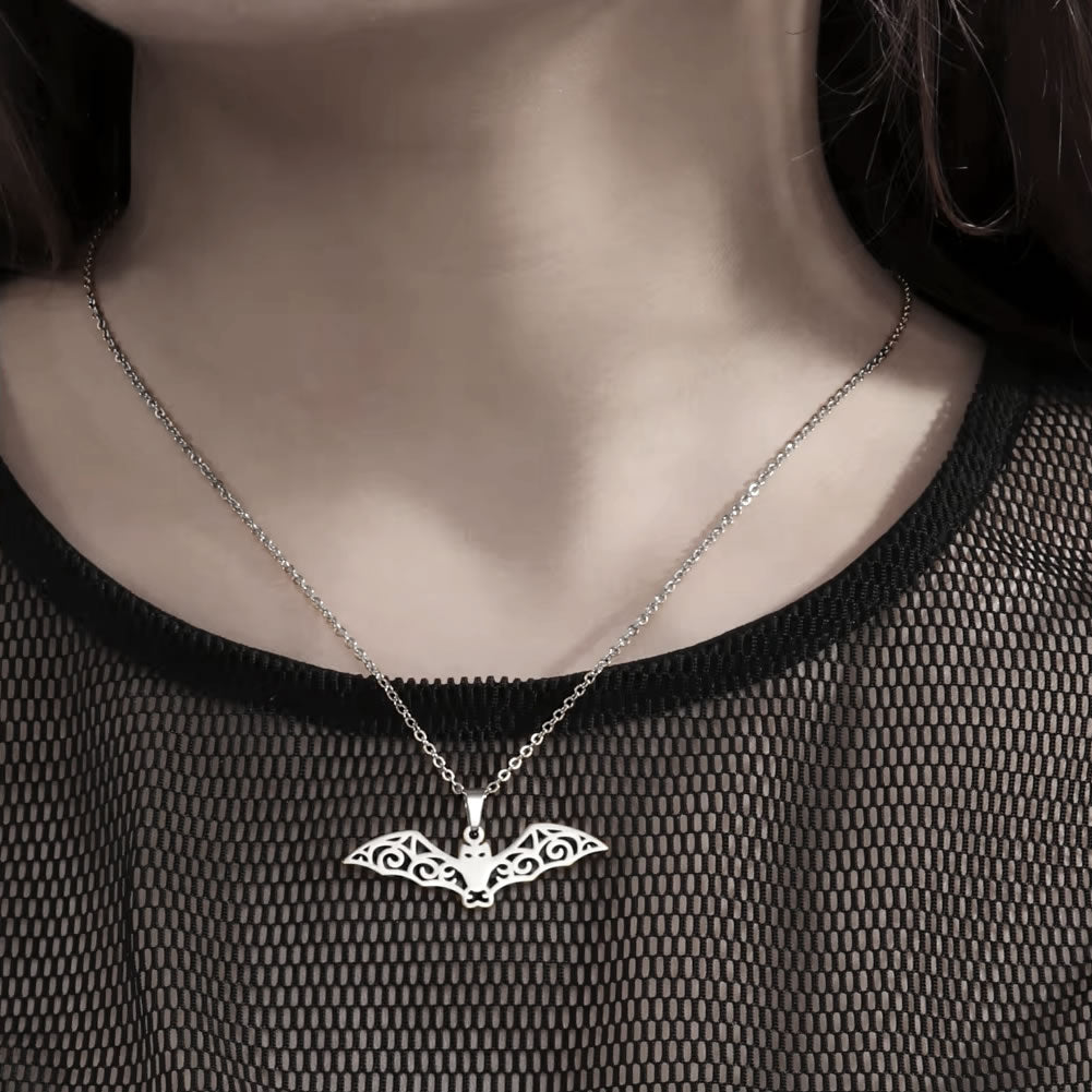 Flying Bat Filigree Cut-Out Pendant