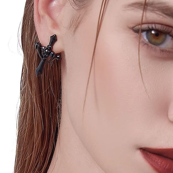 Black Claw Wrap Large Cross Earrings