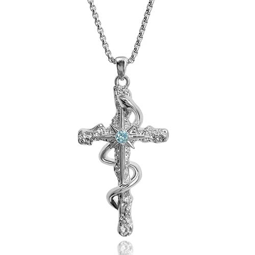 Spirit Snake Large Cross Necklace