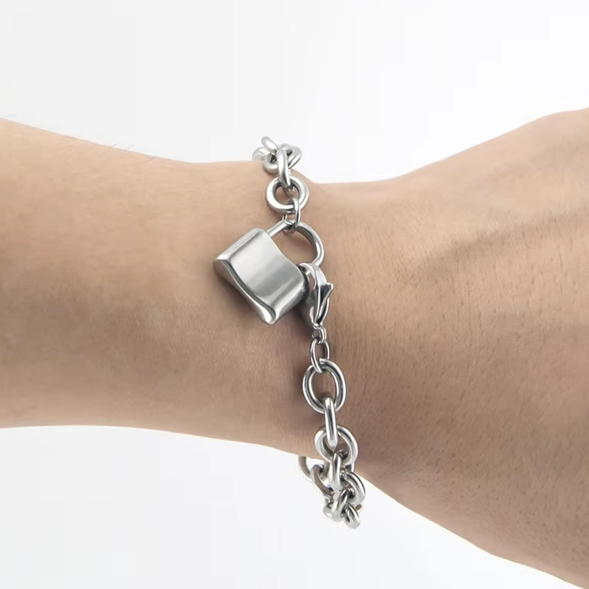 Stainless Steel Padlock Chain Bracelet