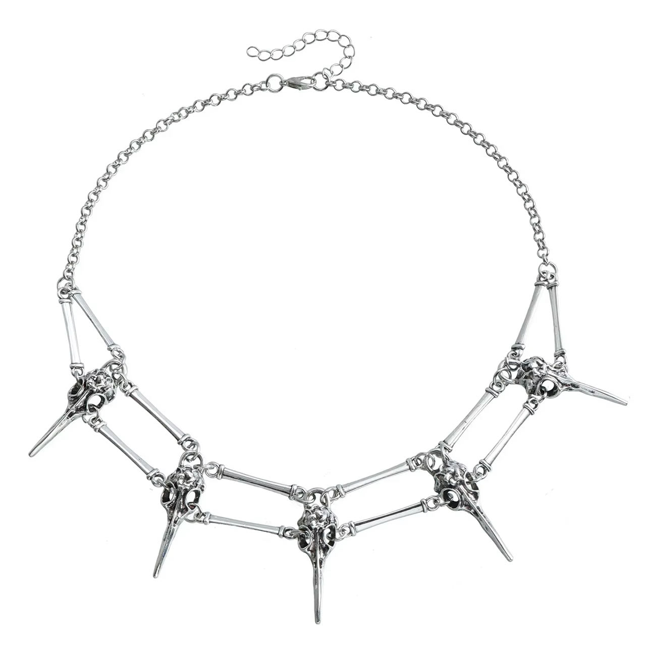 Raven Bird Skull Statement Necklace