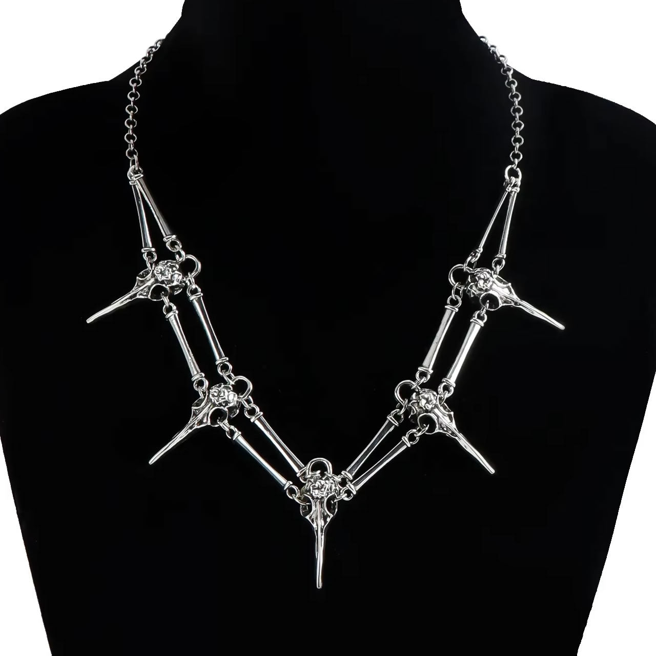 Raven Bird Skull Statement Necklace