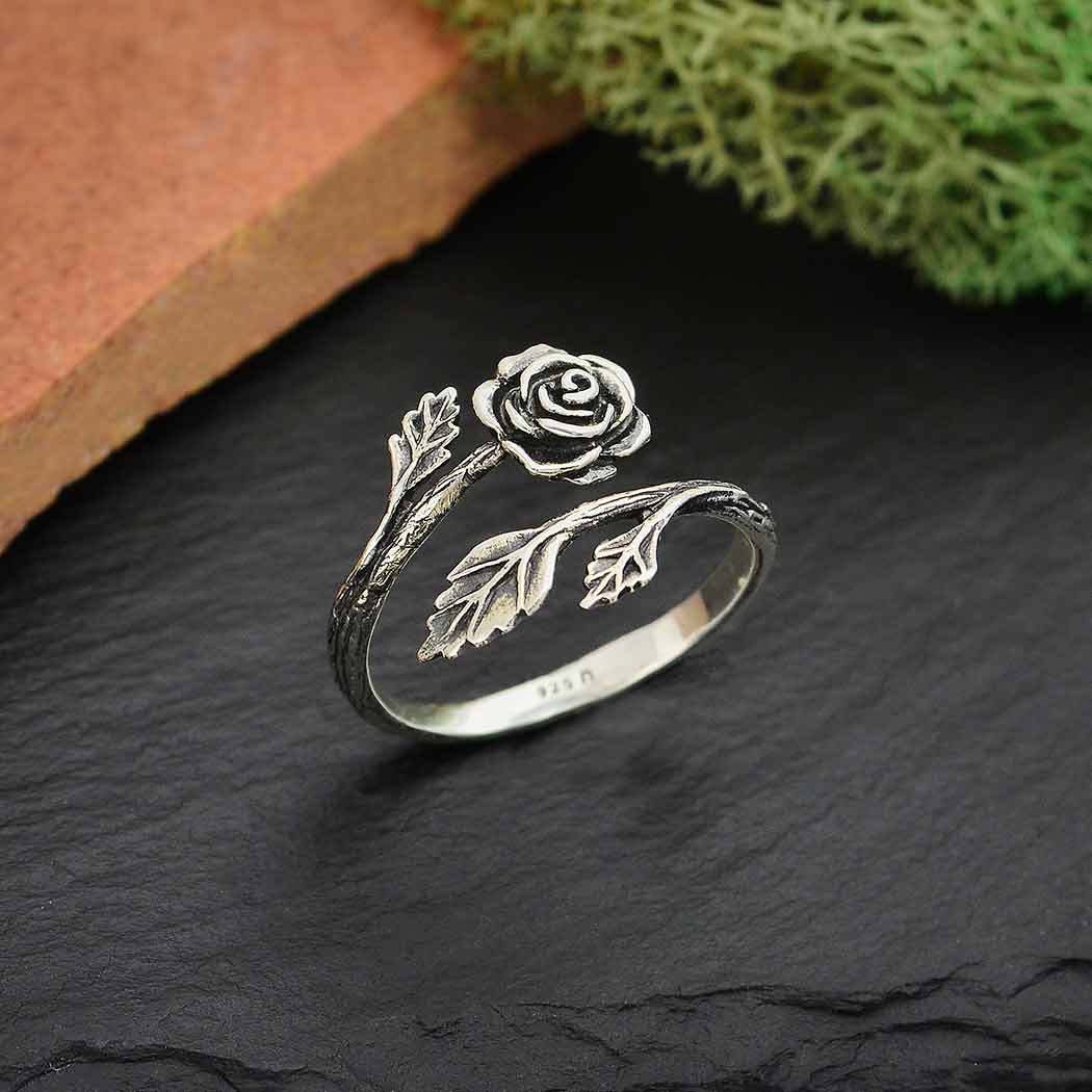 Silver Gothic Rose Wrap Around Ring