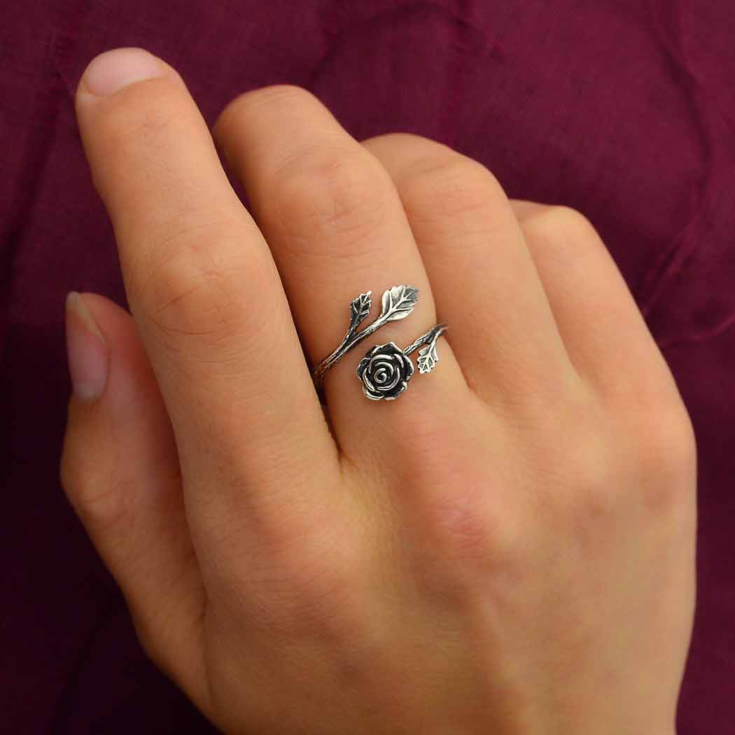 Silver Gothic Rose Wrap Around Ring