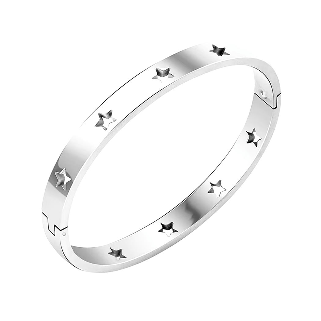 Stainless Steel Cut-Out Star Bangle