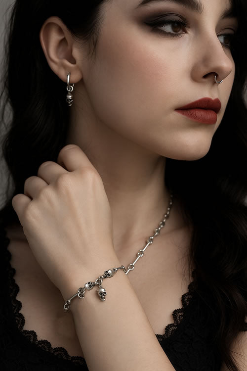 Sterling Silver Skull & Bones Bracelet