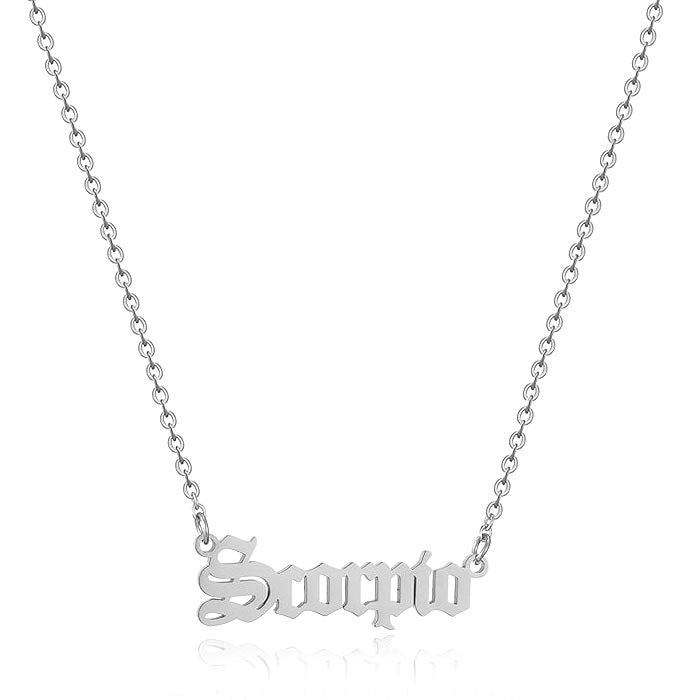 Gothic Font Scorpio Zodiac Necklace