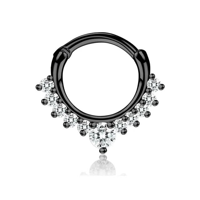 Graduated Crystal Black Septum/Cartilage Ring