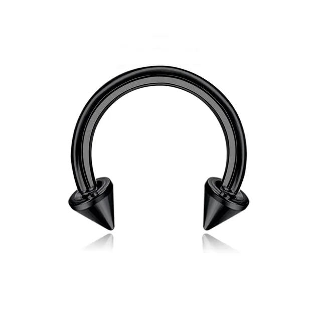 Stainless Steel Black Spike Septum Ring