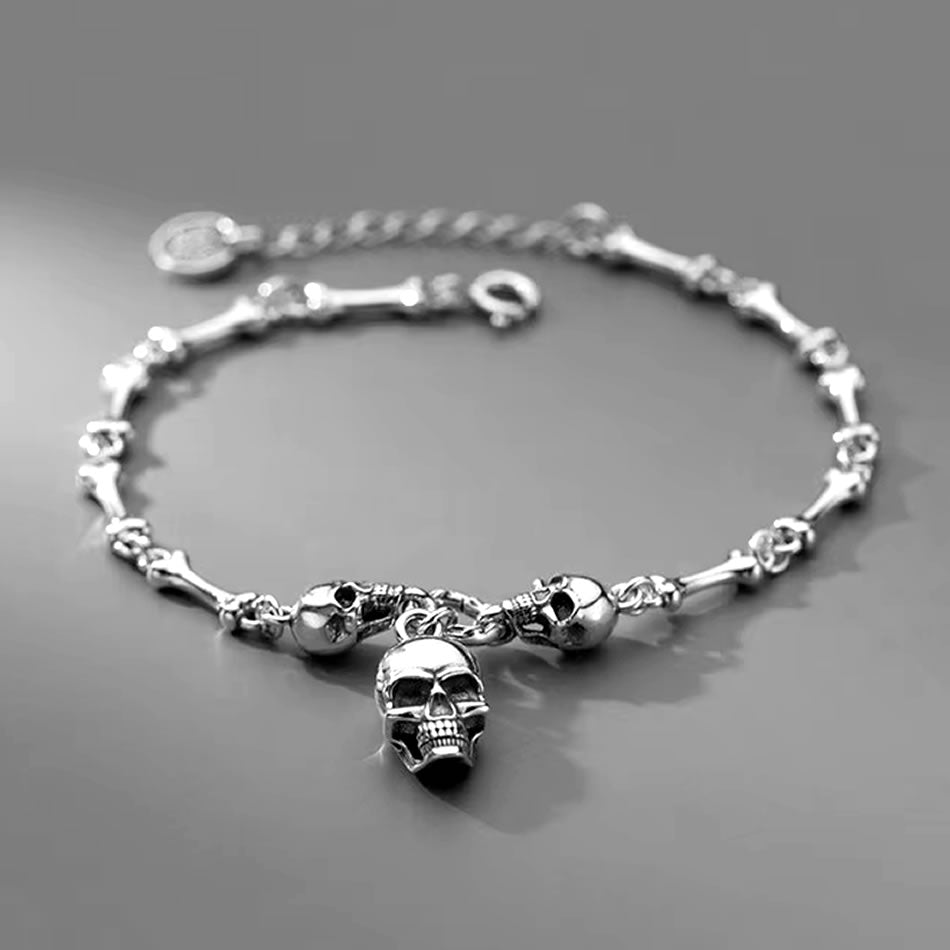 Sterling Silver Skull & Bones Bracelet