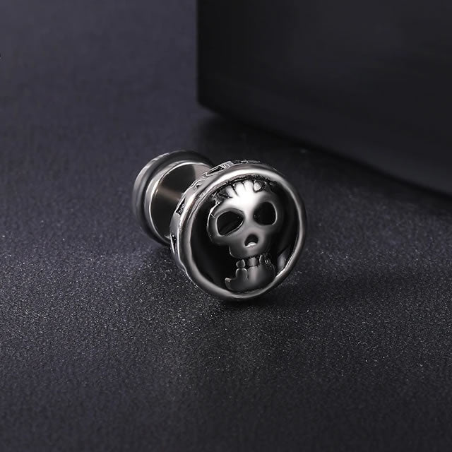 Skull Barbell Stud Earring