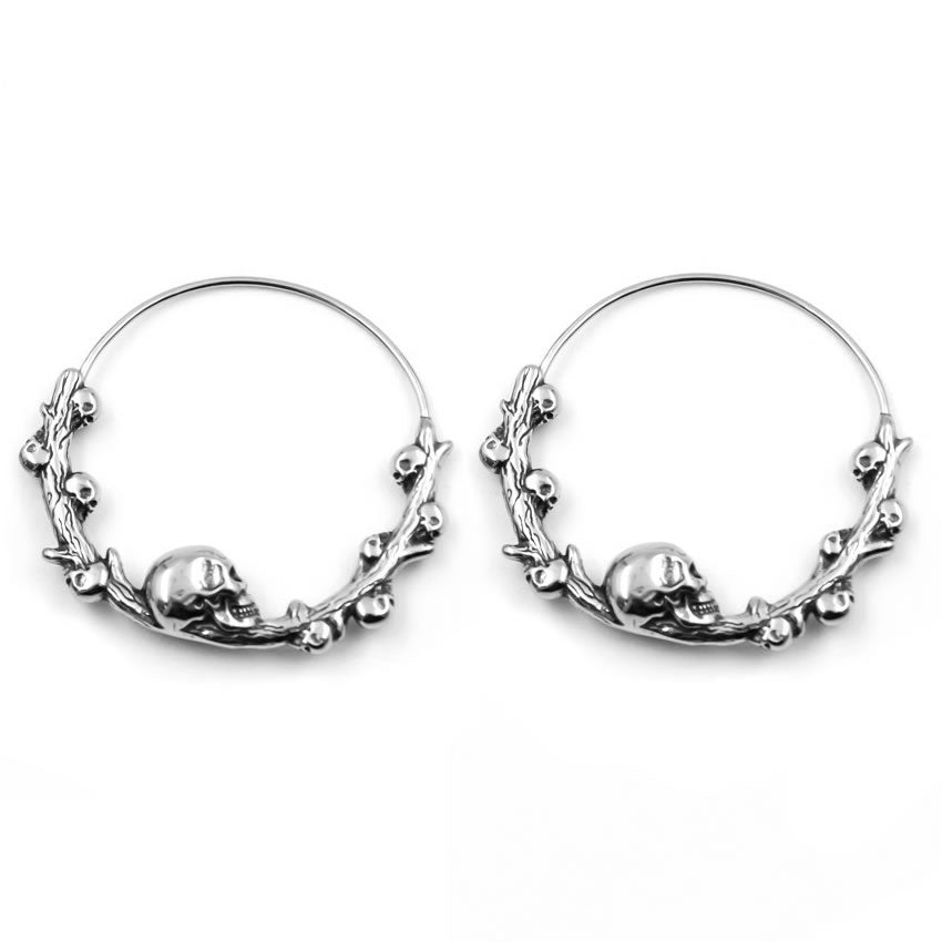 Skull Branch Hoop Earrings