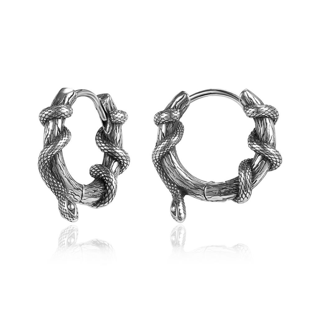 Snake Entwined Branch Hoop Earrings