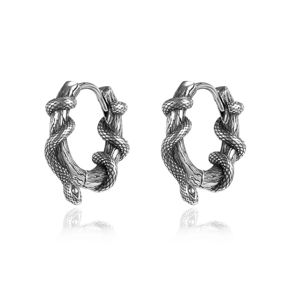 Snake Entwined Branch Hoop Earrings