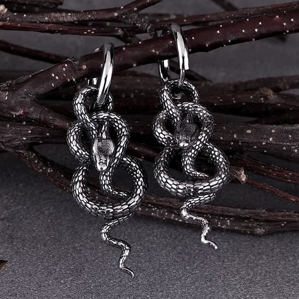 Coiled Snake Hoop Drop Earrings