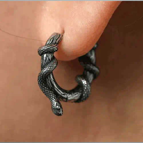 Snake Entwined Branch Hoop Earrings