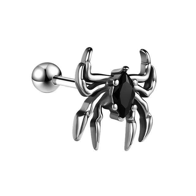 Black Spider Cartilage Stud Earring