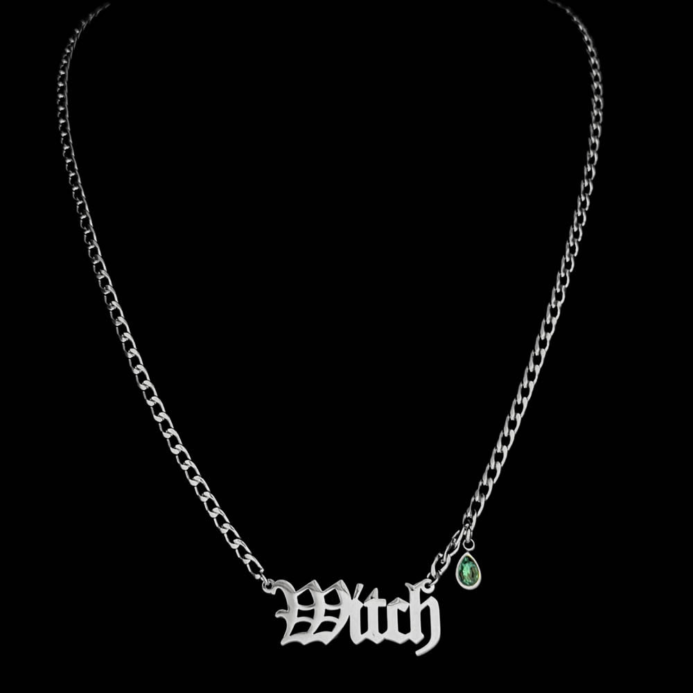 Witch Gothic Font Necklace