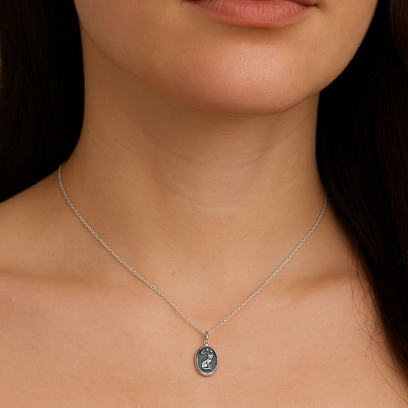 Sterling Silver Cat Wax Seal Necklace
