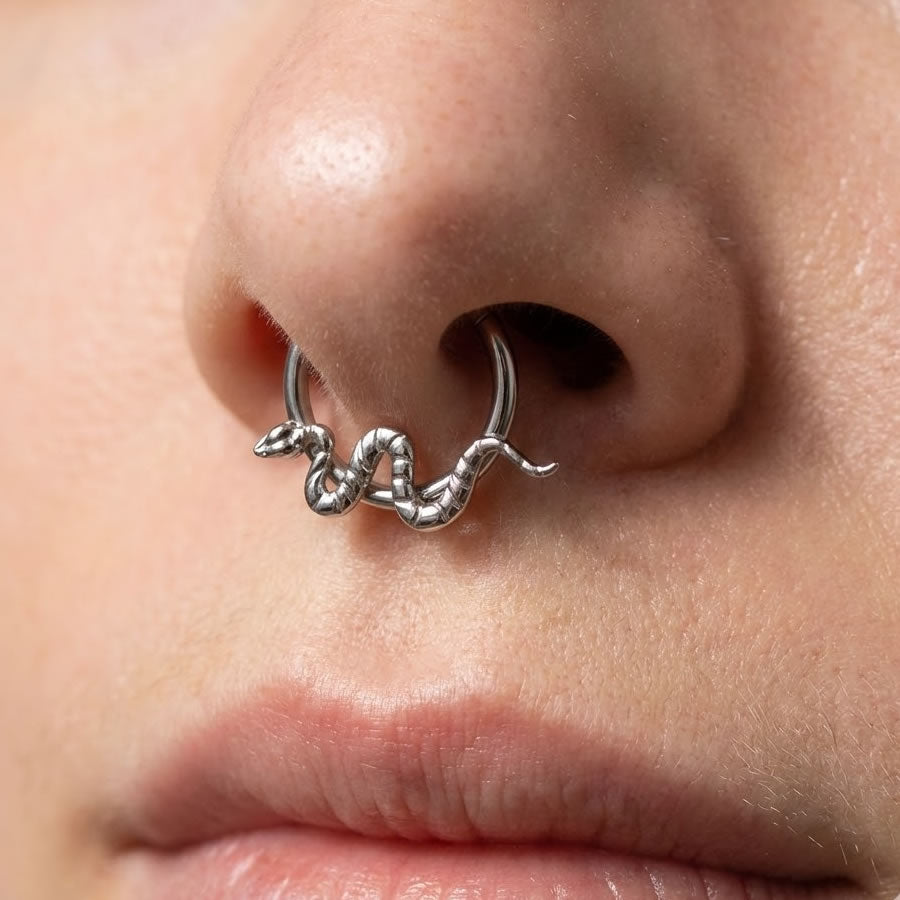 Silver Snake Cartilage/Septum Ring