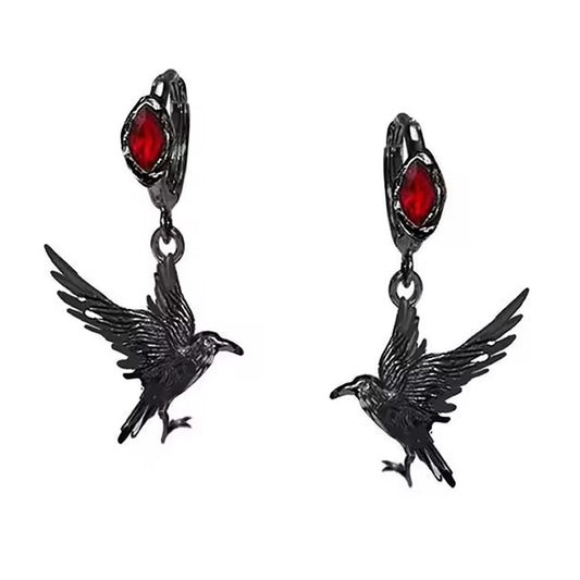 Raven Bloodstone Hoop Earrings