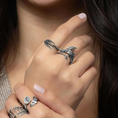 Sterling Silver Wrap Around Dragon Ring