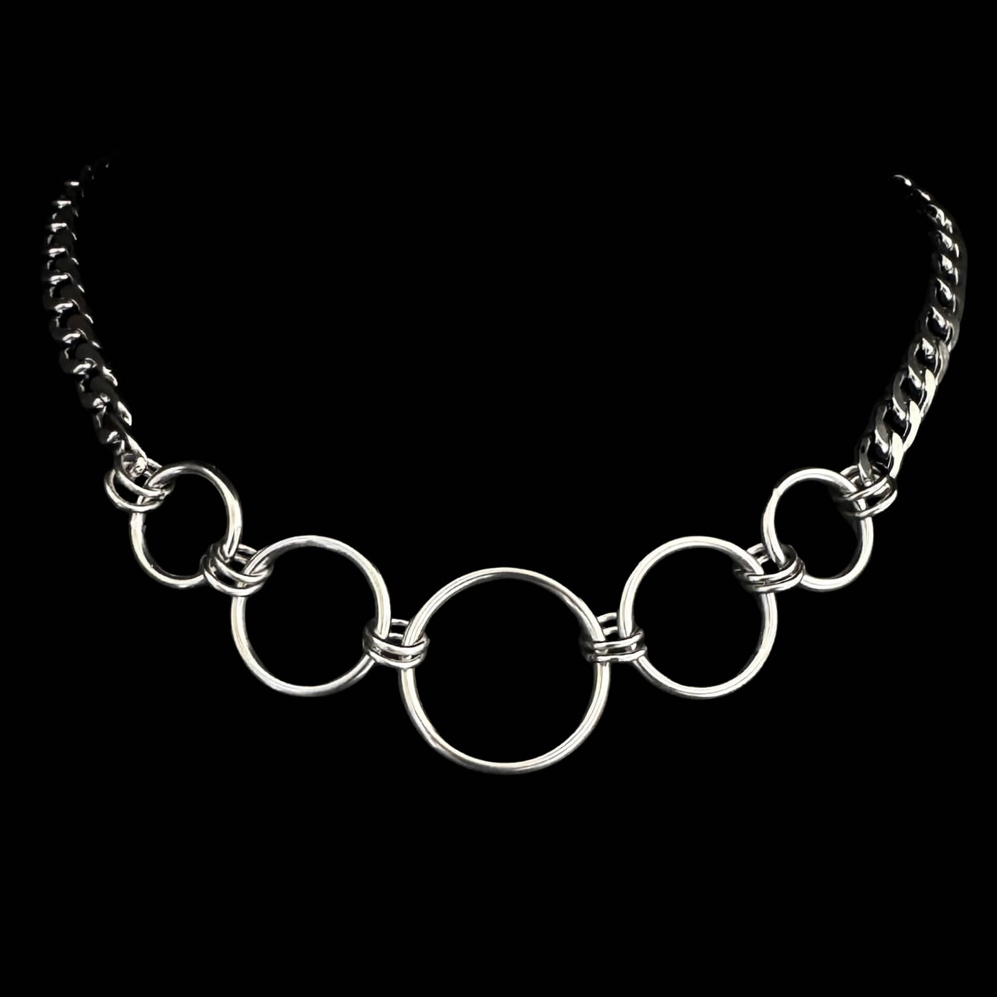 Stainless Steel Five Ring Choker Necklace