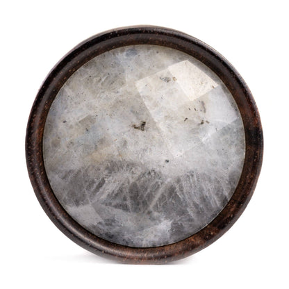 Labradorite Stone Ebony Wood Ear Plug / Gauge