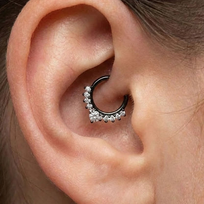 Graduated Crystal Black Septum/Cartilage Ring