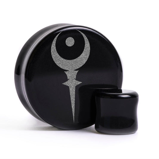 Sigil Of Hades Ear Plug / Gauge - Black Glass