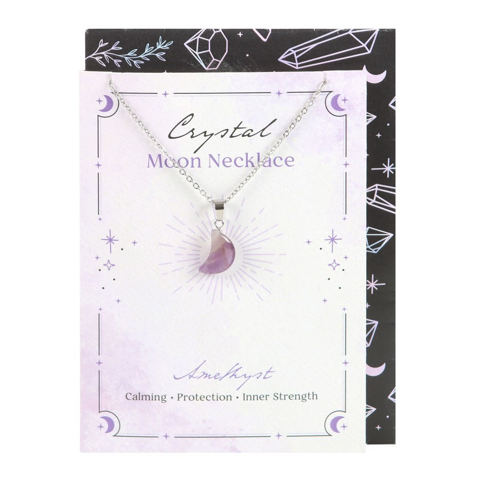 Amethyst Crystal Moon Necklace