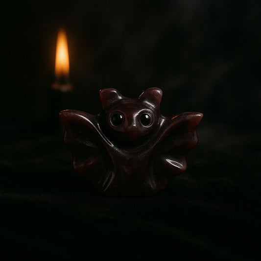 Garnet Carved Crystal Bat Figure