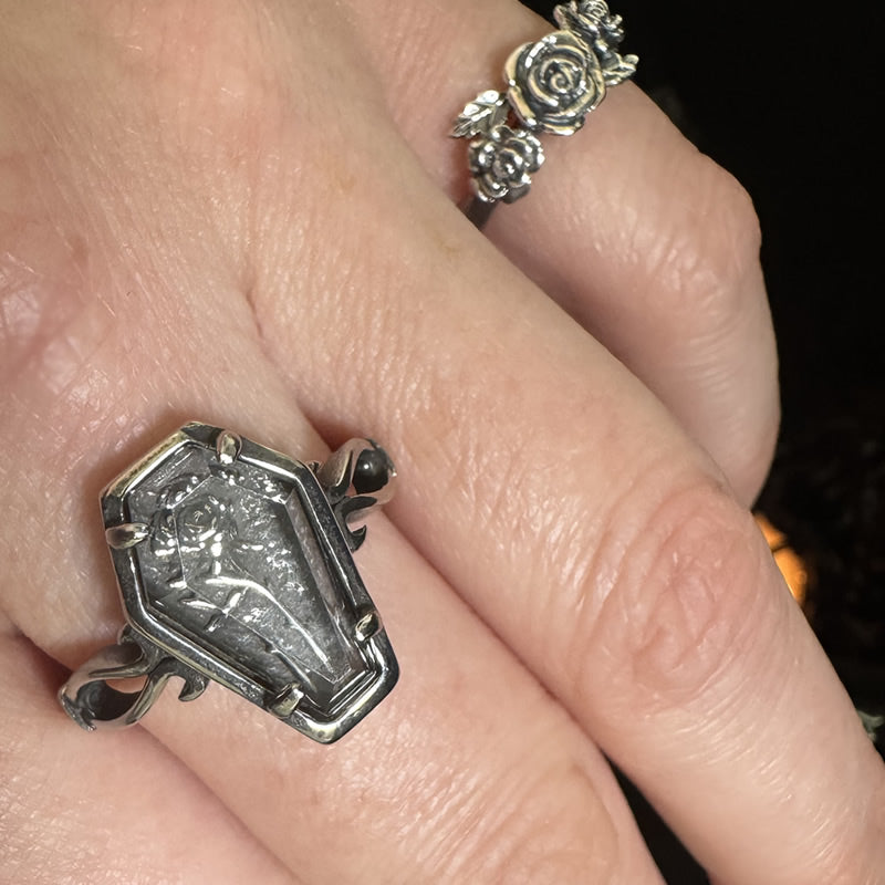 Gothic Rose Glass Crypt Ring