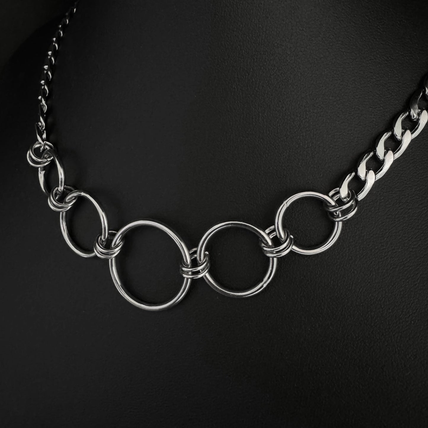 Stainless Steel Five Ring Choker Necklace