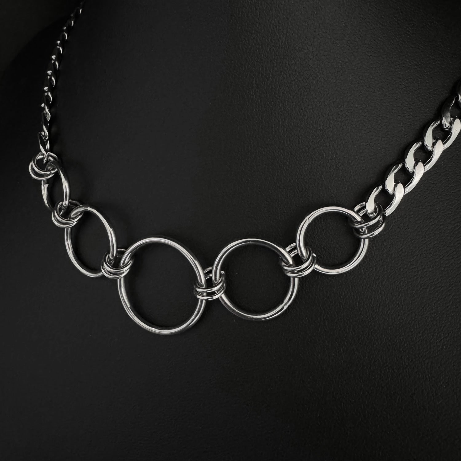 Stainless Steel Five Ring Choker Necklace