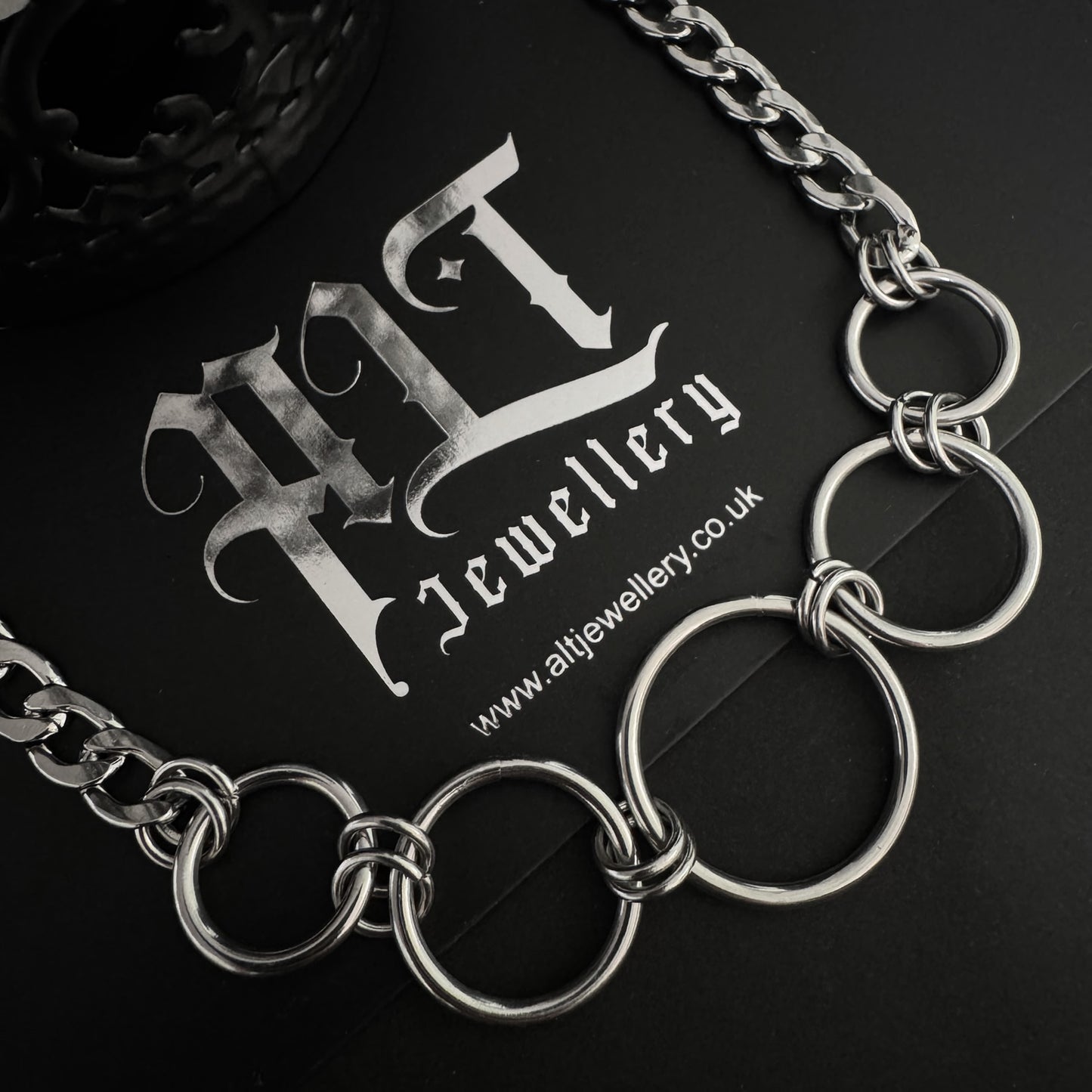 Stainless Steel Five Ring Choker Necklace
