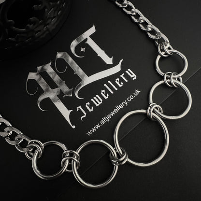 Stainless Steel Five Ring Choker Necklace