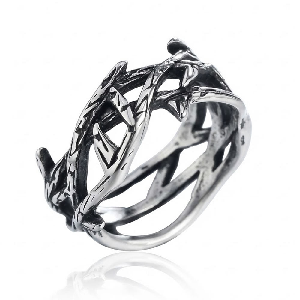 Stainless Steel Band of Thorns Ring
