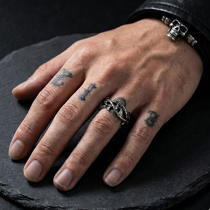 Stainless Steel Band of Thorns Ring