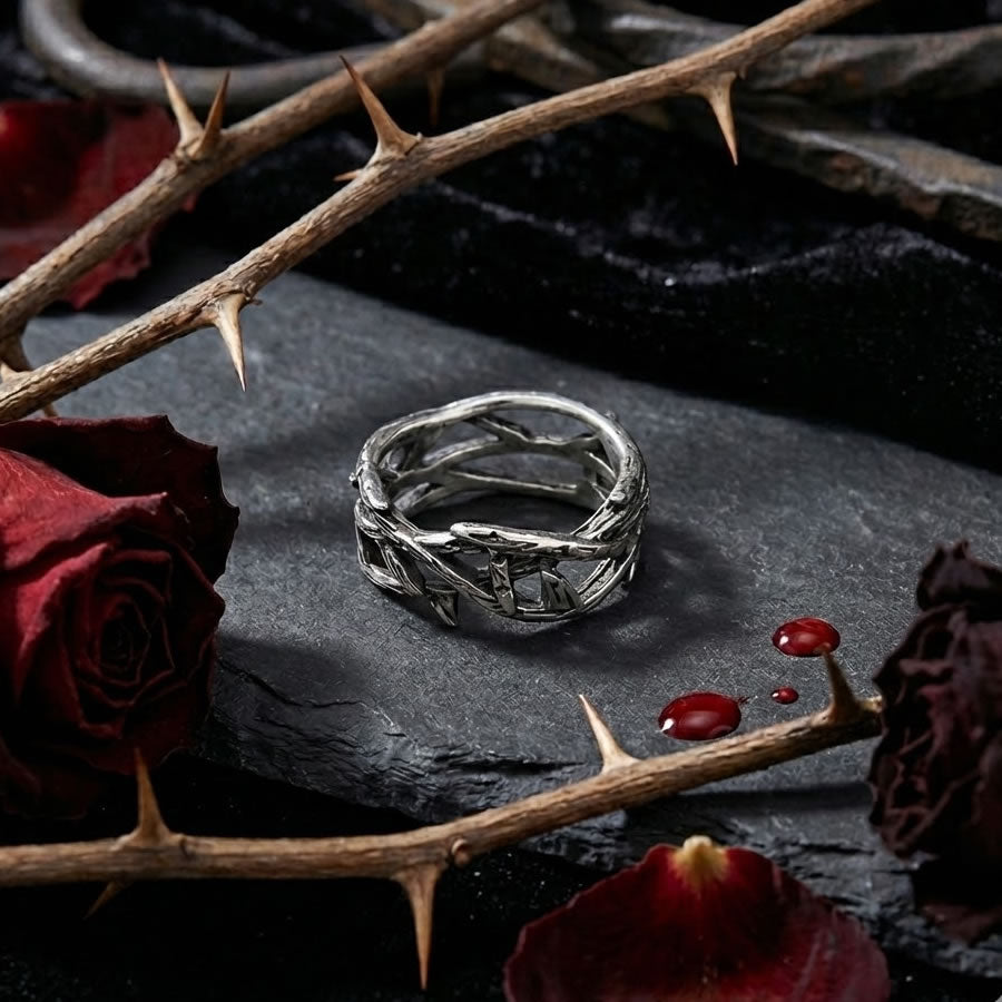 Stainless Steel Band of Thorns Ring