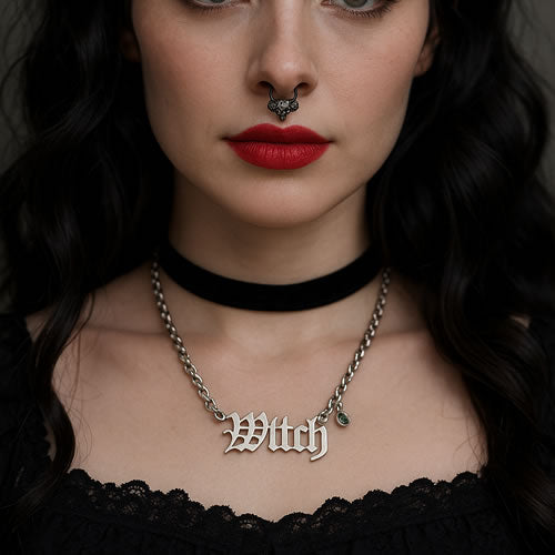 Gothic Font WITCH Necklace