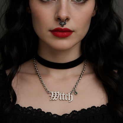 Gothic Font WITCH Necklace