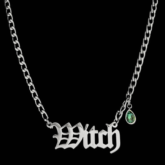 Witch Gothic Font Necklace