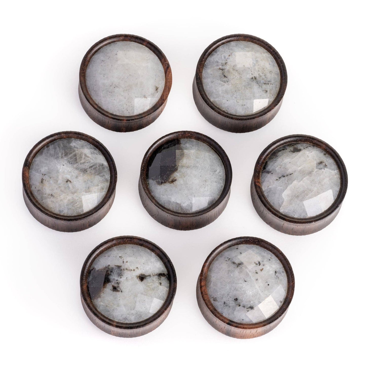 Labradorite Stone Ebony Wood Ear Plug / Gauge