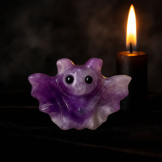 Amethyst Carved Crystal Bat Figure