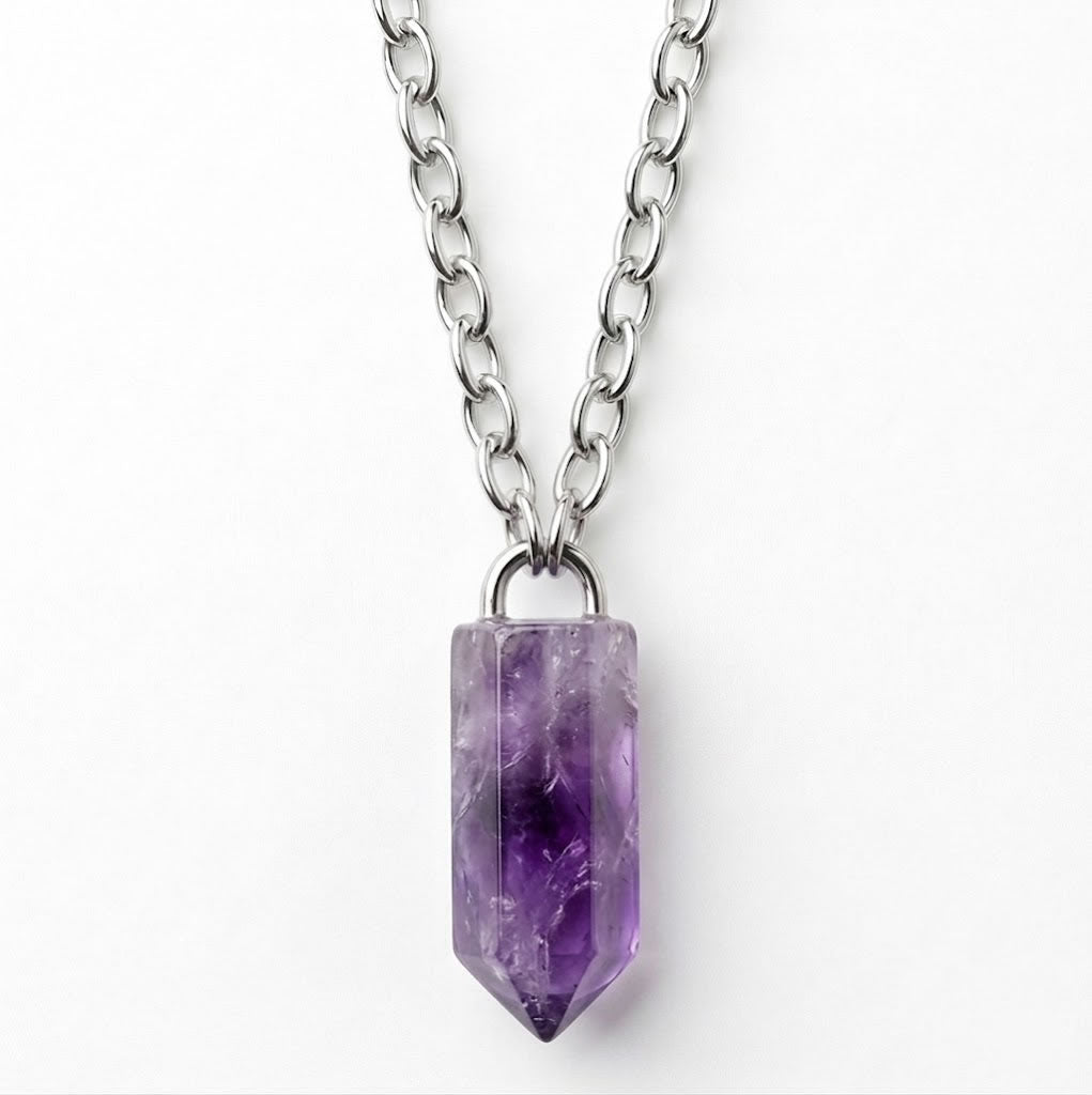 Amethyst Chunky Crystal Point Necklace