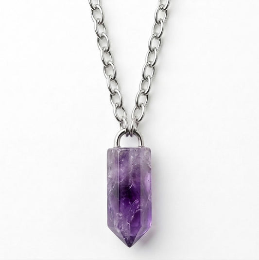 Amethyst Chunky Crystal Point Necklace