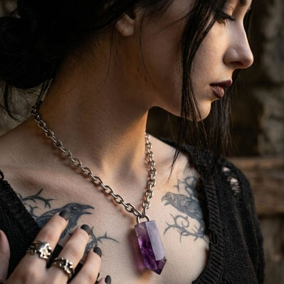 Amethyst Chunky Crystal Point Necklace
